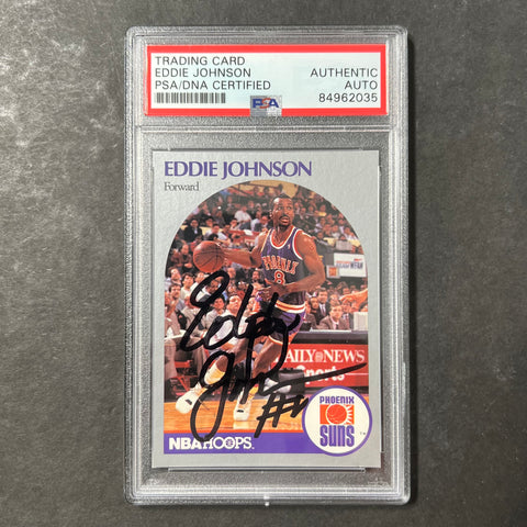 1990 NBA Hoops #237 Eddie Johnson Signed Card AUTO PSA/DNA Slabbed Suns