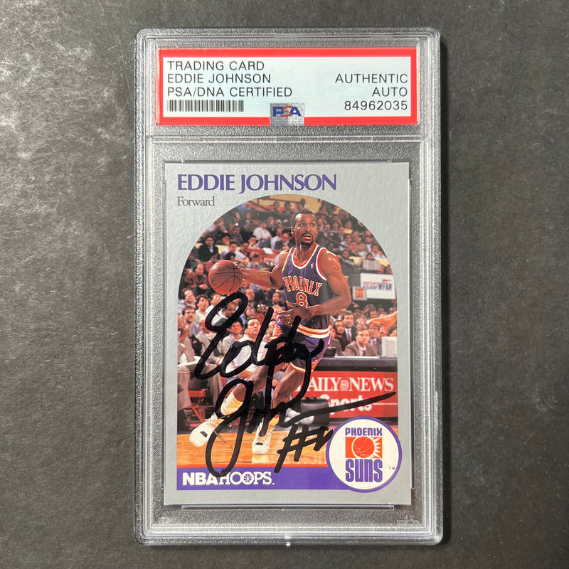 1990 NBA Hoops #237 Eddie Johnson Signed Card AUTO PSA/DNA Slabbed Suns