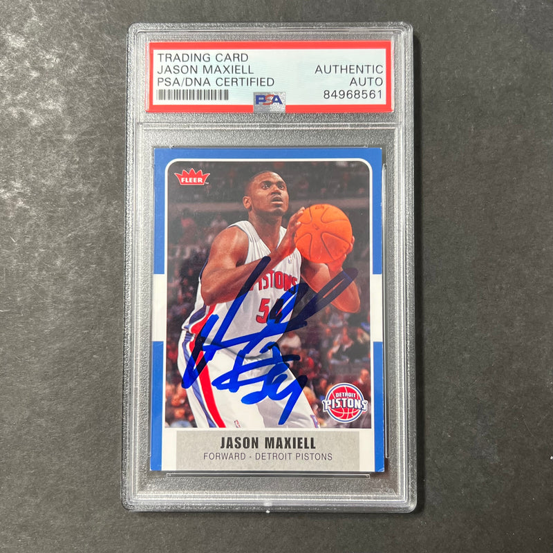 2007-08 Fleer Basketball #4 Jason Maxiell Signed Card PSA Slabbed Pistons