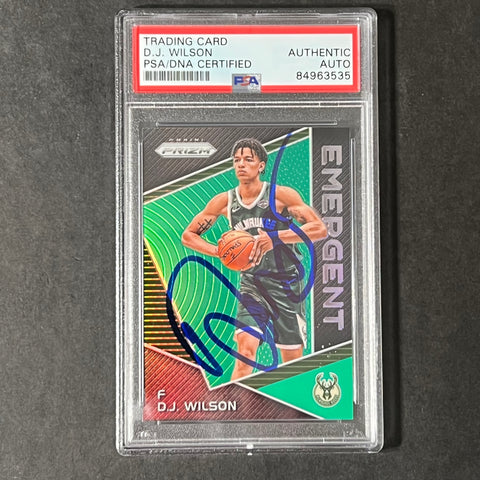 2017-18 Prizm #EM-DJW D.J. Wilson Signed Card AUTO PSA/DNA Slabbed Bucks