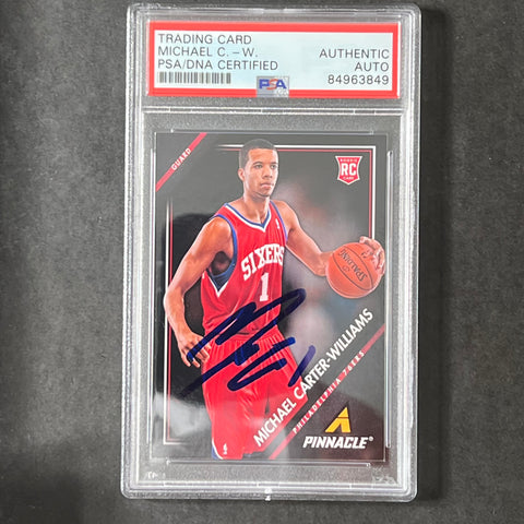 2013-14 Panini Pinnacle #42 Michael Carter-Williams Signed Card AUTO PSA Slabbed 76ers