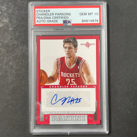 2012-13 Panini Basketball #5 Chandler Parsons Signed Card AUTO 10 PSA/DNA Slabbed Rockets