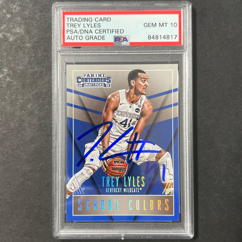 2014-2015 Panini Contenders Draft Picks #46 Trey Lyles Signed AUTO 10 PSA Slabbed Kentucky