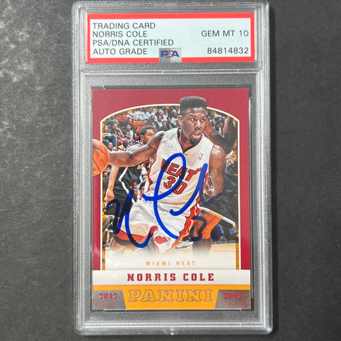 2012-13 Panini #278 Norris Cole Signed Card AUTO 10 PSA Slabbed Heat