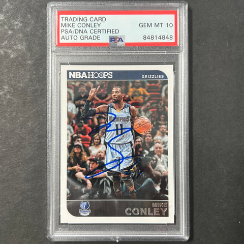 2014-15 NBA Hoops #138 Mike Conley signed Auto 10 Card PSA/DNA Slabbed Grizzlies