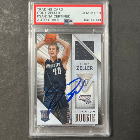 2013-14 Panini Titanium #64 Cody Zeller Signed Card AUTO 10 PSA Slabbed RC Bobcats