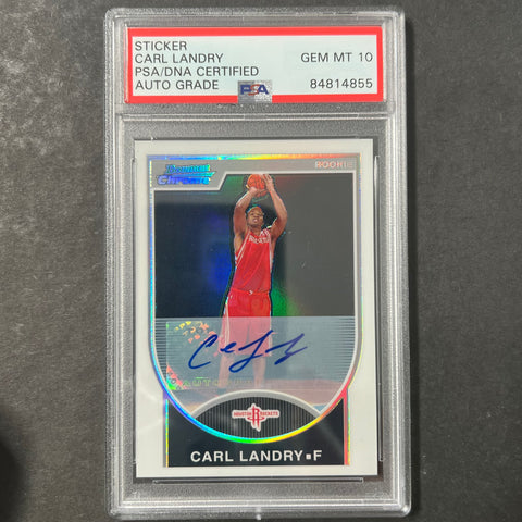 2007 Topps #123 Carl Landry Signed Card AUTO 10 PSA/DNA Slabbed Rockets