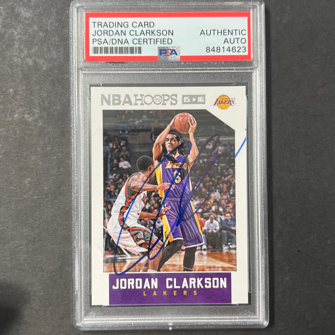 2015-16 NBA Hoops #223 Jordan Clarkson Signed Card AUTO PSA Slabbed Lakers