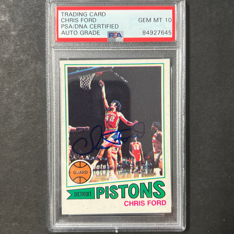 1977 Topps #121 Chris Ford Signed card AUTO 10 PSA Slabbed Pistons