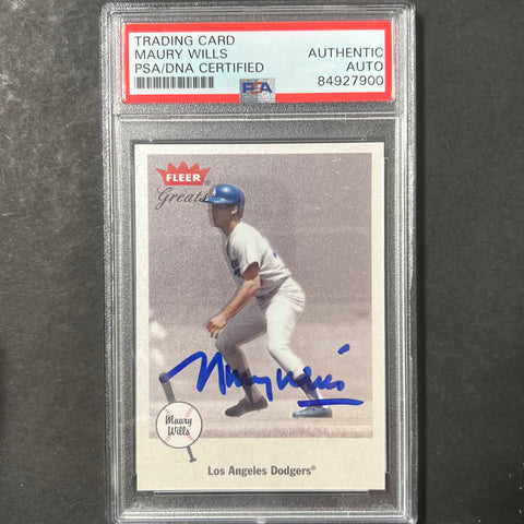 2001 Fleer Greats #20 Maury Wills Signed Card PSA Slabbed Auto Dodgers