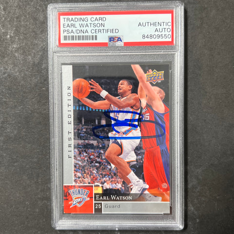 2009-10 NBA First Edition #123 Earl Watson Signed Card AUTO PSA Slabbed Thunder