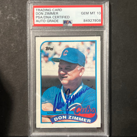 1989 Topps #134 Don Zimmer Signed Card AUTO 10 PSA Slabbed Cubs