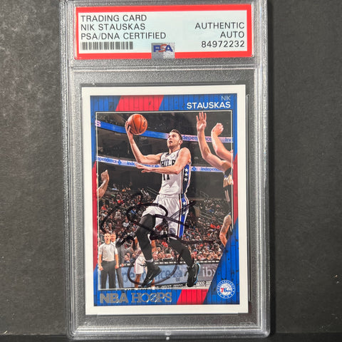 2016-17 NBA Hoops #161 Nik Stauskas Signed Card AUTO PSA Slabbed 76ers