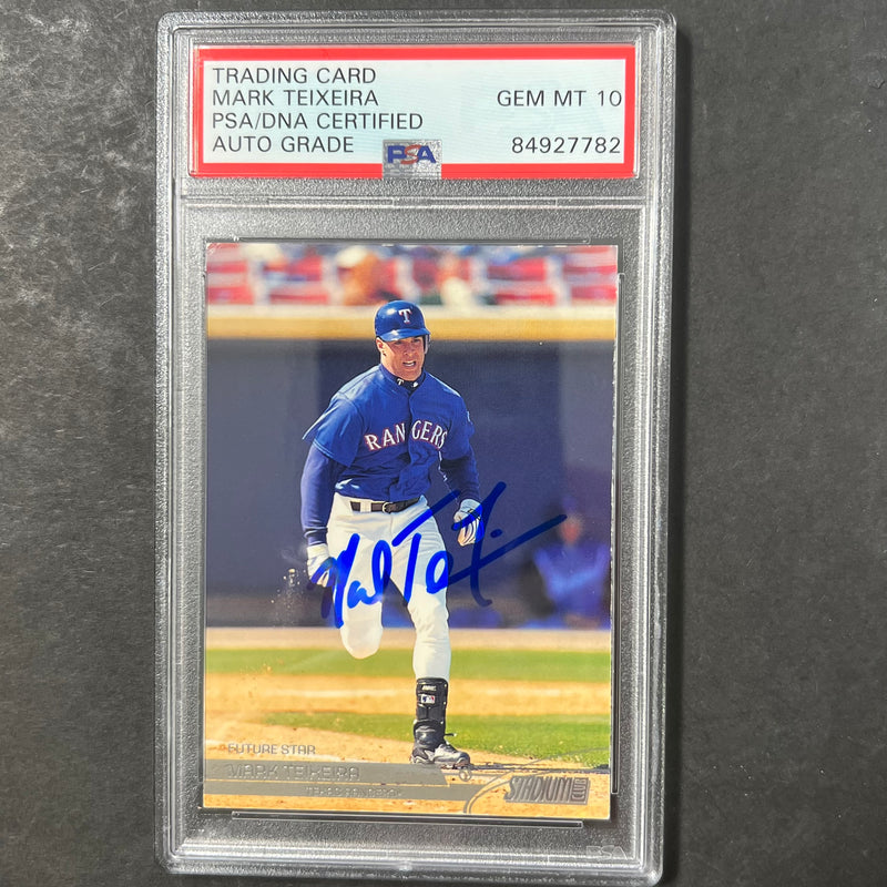 2002 Topps Stadium Club #104 Mark Teixeira Signed Card AUTO 10 PSA Slabbed Rangers