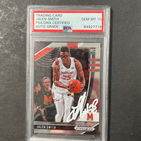 2020-21 Panini Prizm Draft Picks #30 Jalen Smith Signed Card AUTO 10 PSA Slabbed RC Maryland