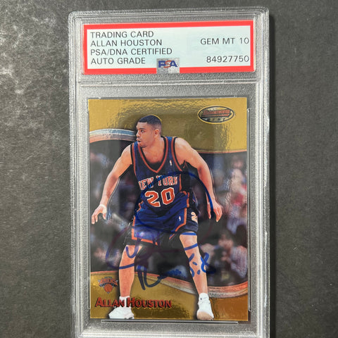 1999 Bowman's Best #38 Allan Houston Signed Card AUTO 10 PSA Slabbed Knicks