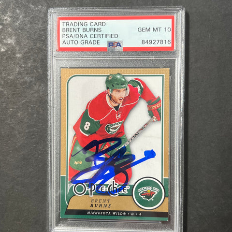 2008-09 O-Pee-Chee Card #423 Brent Burns Signed Card PSA AUTO 10 slabbed Wild