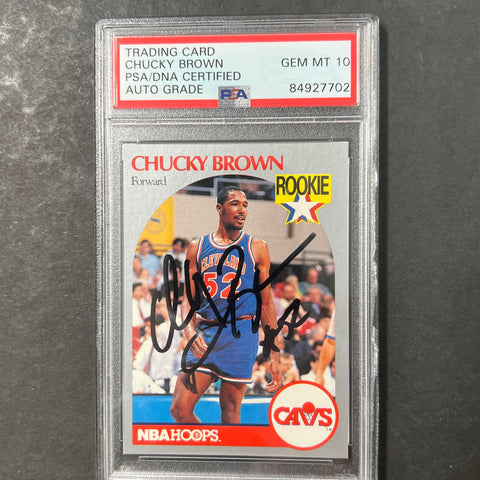 1988-89 NBA Hoops #71 Chucky Brown Signed Card AUTO 10 PSA Slabbed RC Cavaliers