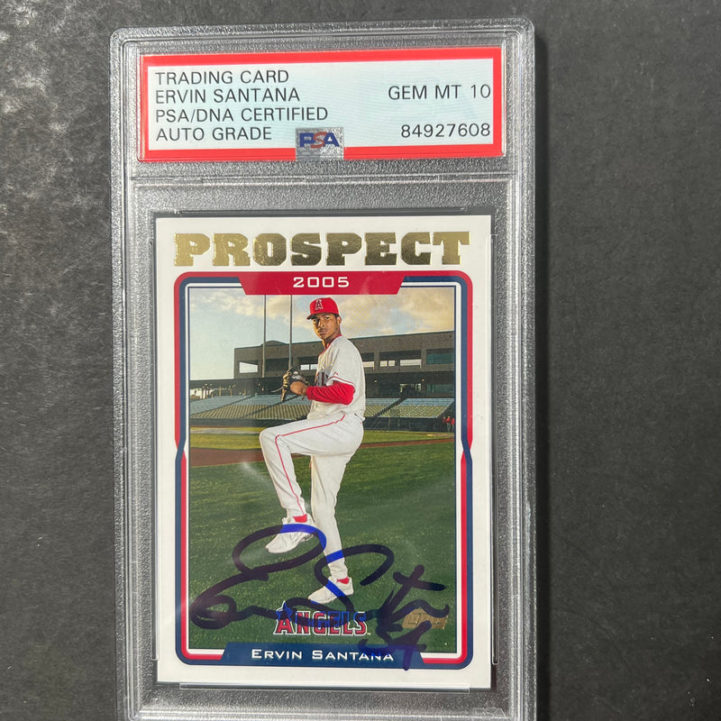 2005 Topps Update & Highlights #UH92 Ervin Santana Signed Card AUTO 10 PSA/DNA Slabbed Angels