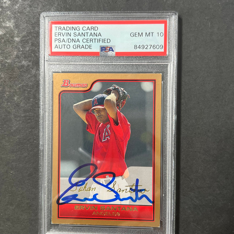 2006 Bowman #165 Ervin Santana Signed Card AUTO 10 PSA/DNA Slabbed Angels