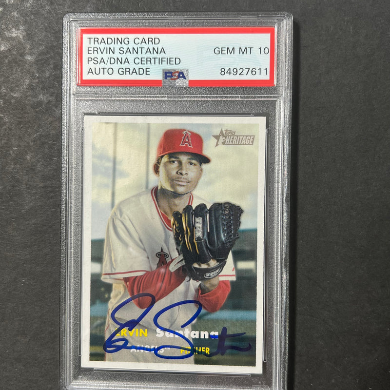 2006 Topps Heritage #264 Ervin Santana Signed Card AUTO 10 PSA/DNA Slabbed Angels