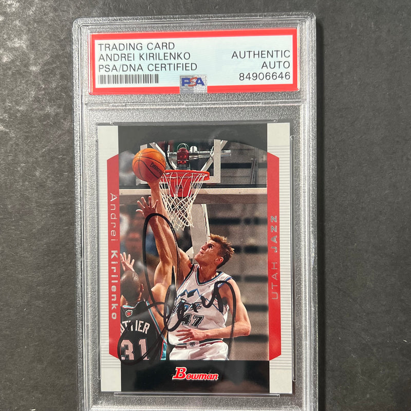 2004-05 Bowman Draft #47 Andrei Kirilenko Signed Card AUTO PSA Slabbed Jazz