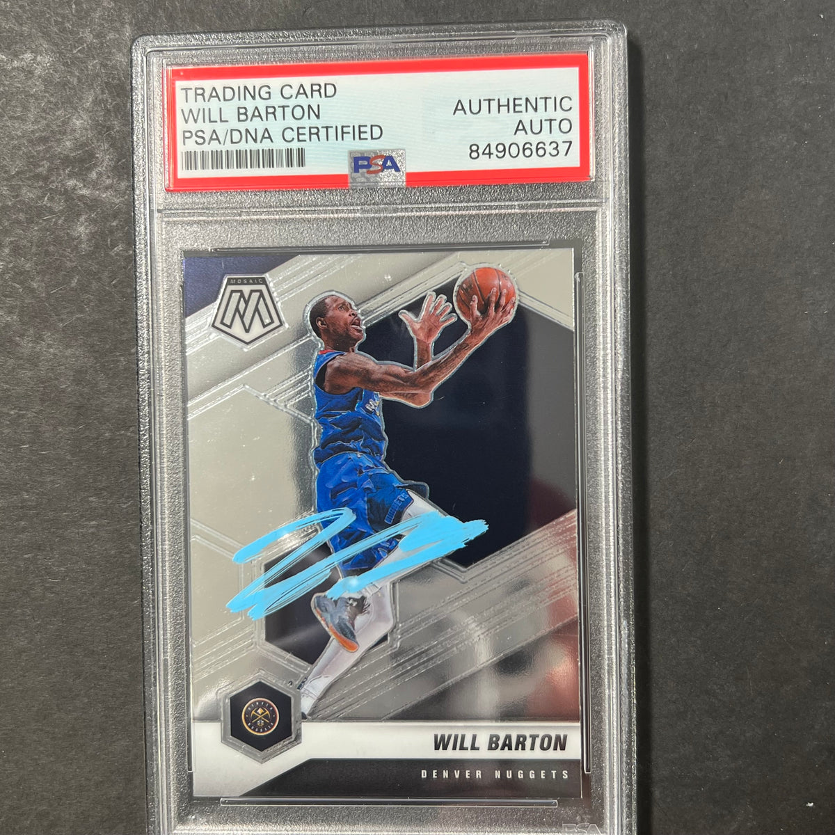 2020-21 Panini Mosaic #158 Will Barton Signed Card AUTO PSA Slabbed Nu ...