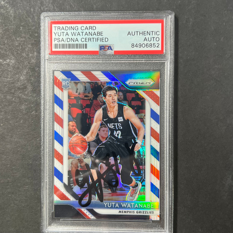 2018-19 Panini Prizm Red White Blue #146 Yuta Watanabe signed Auto Card PSA/DNA Slabbed RC Grizzlies