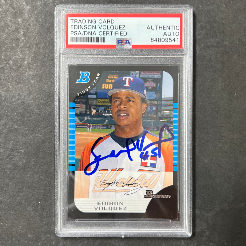 2005 Topps Bowman Edinson Volquez Signed Card PSA Slabbed Auto Rangers