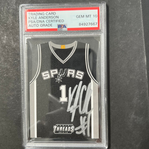 2014-15 Panini Threads #230 Kyle Anderson Signed Card AUTO 10 PSA/DNA Slabbed RC Spurs