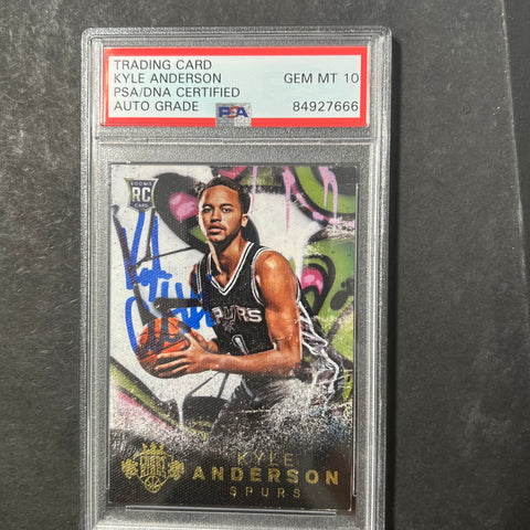 2014-15 Panini Court Kings #188 Kyle Anderson Signed Card AUTO 10 PSA/DNA Slabbed RC Spurs