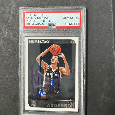 2014-15 Panini Hoops #285 Kyle Anderson Signed Card AUTO 10 PSA/DNA Slabbed RC Spurs