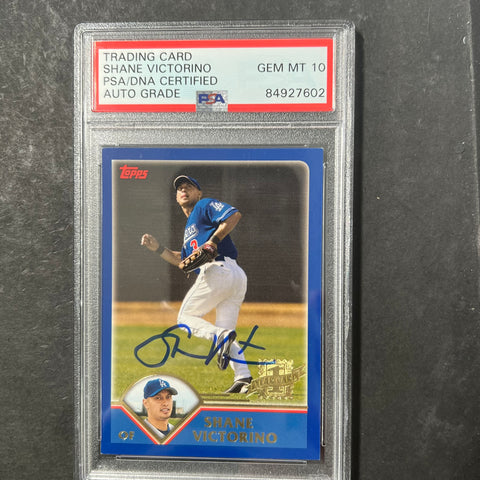 2003 Topps #T242 Shane Victorino Signed Card AUTO 10 PSA Slabbed Dodgers