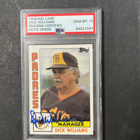 1984 Topps #742 Dick Williams Signed Card PSA Slabbed Auto 10 Padres