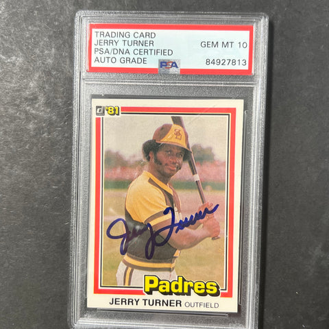 1981 Donruss #244 Jerry Turner Signed Card PSA Slabbed Auto 10 Padres