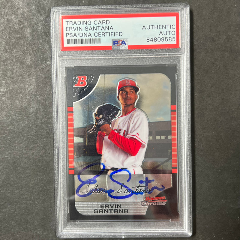 2004 Topps Bowman Chrome #BDP15 Ervin Santana Signed Card AUTO PSA/DNA Slabbed Angels