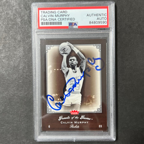 2005-06 Fleer Greats of the Game #41 Calvin Murphy Signed Card AUTO PSA Slabbed Rockets