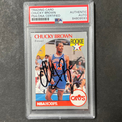 1988-89 NBA Hoops #71 Chucky Brown Signed Card AUTO PSA Slabbed RC Cavaliers