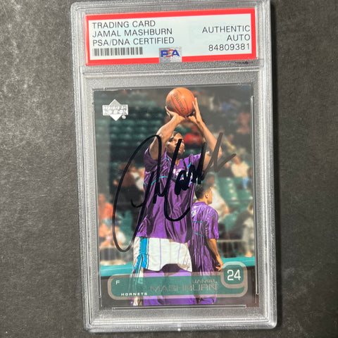 2001-02 Upper Deck #106 Jamal Mashburn Signed Card PSA Slabbed Hornets