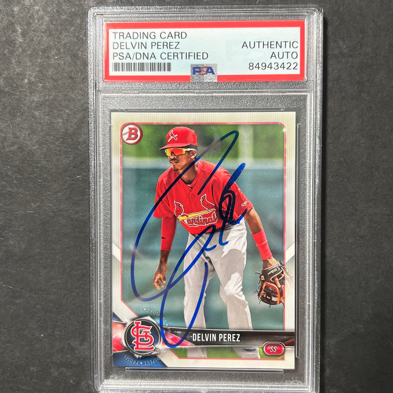2018 Topps First Bowman #BP138 Delvin Perez Signed Card PSA Slabbed Cardinals