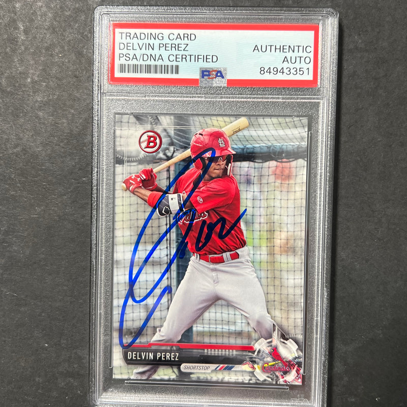 2017 Topps First Bowman #BD-147 Delvin Perez Signed Card PSA Slabbed Cardinals