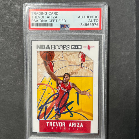 2015-16 Panini Hoops #130 Trevor Ariza Signed Card AUTO PSA Slabbed Rockets