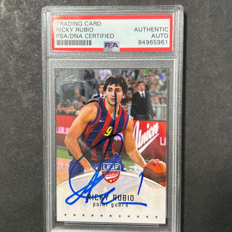 2012 Leaf #RR1 Ricky Rubio Signed Card AUTO PSA Slabbed Spain