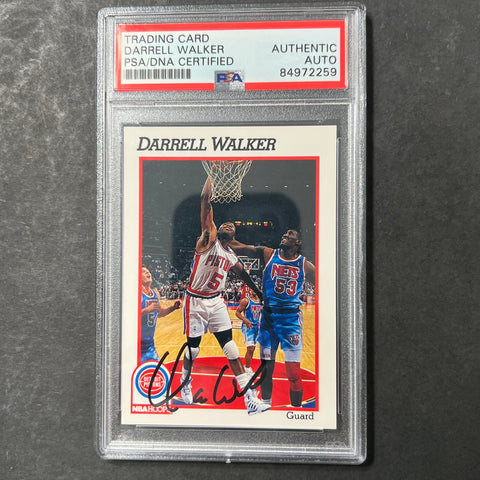 1991 NBA Hoops #363 Darrell Walker Signed Card AUTO PSA Slabbed Pistons