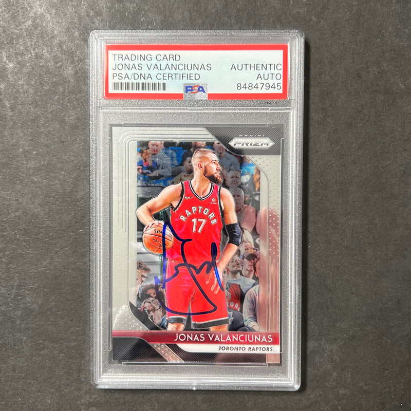2018-19 Panini Prizm Black #93 Jonas Valanciunas Signed Card AUTO PSA Slabbed Toronto Raptors