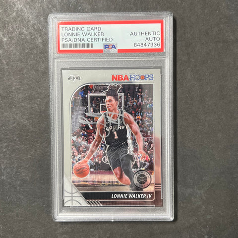 2019-20 Panini Hoops Premium Stock #175 Lonnie Walker IV Signed Card AUTO PSA/DNA Slabbed Spurs