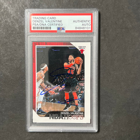 2018-19 NBA Hoops #224 Denzel Valentine Signed Card AUTO PSA Slabbed Bulls