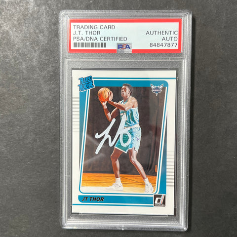 2021-22 Panini Donruss Rated Rookie #222 JT Thor Signed Card AUTO PSA/DNA Slabbed RC Hornets