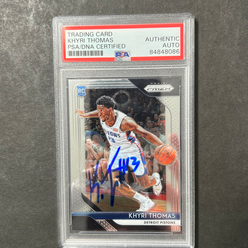 2018-19 Panini Prizm #122 Khyri Thomas Signed Card AUTO PSA Slabbed RC Pistons