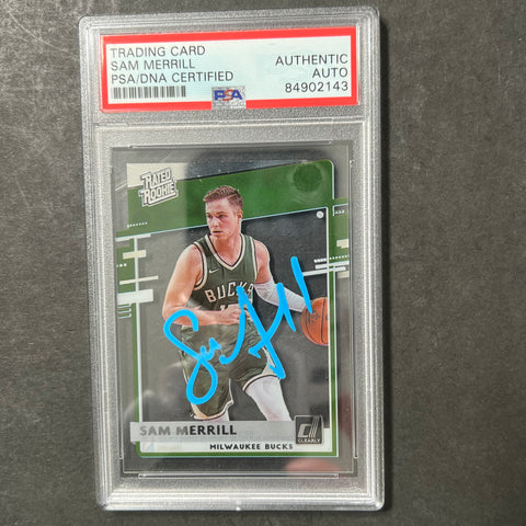 2020-21 Panini Clearly Donruss #63 Sam Merrill Signed Card AUTO PSA Slabbed Bucks